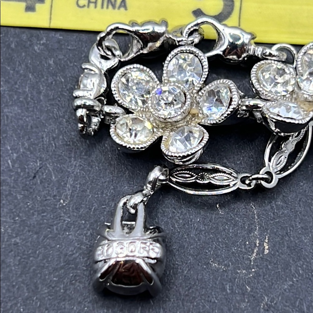 Vintage Bogoff Rhinestone Flower Necklace - image 7